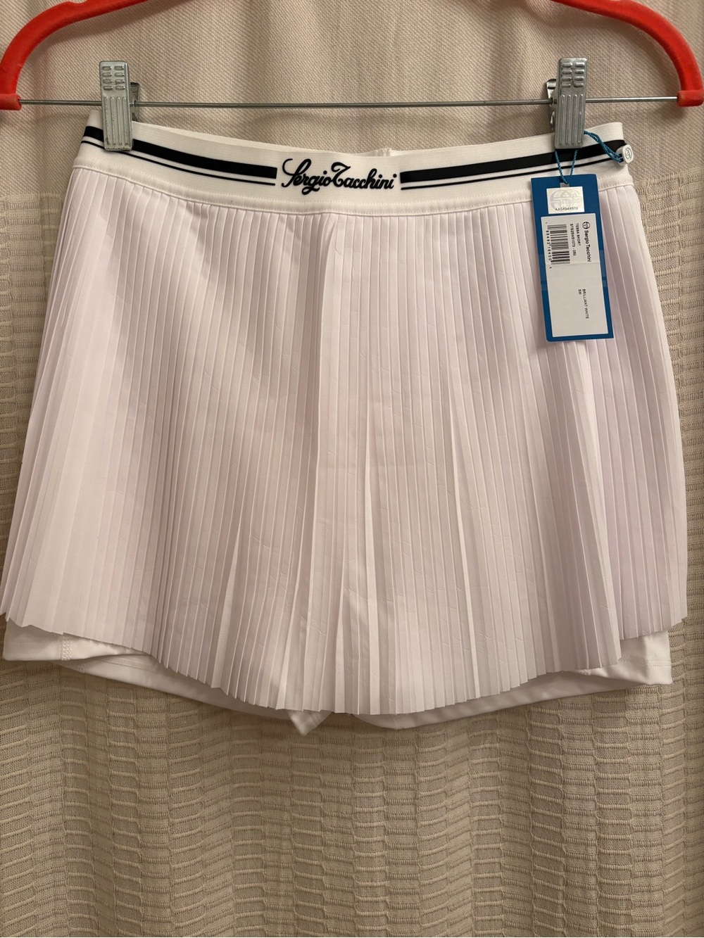 Sergio Tacchini White Pleated Tennis Skirt with Logo Waistband